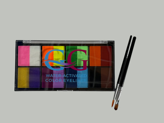 GG Water-Activated Dual-Tone Eyeliner Palette – 16 Shades, 2 Brushes